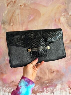 Vince Camuto Envelope Clutch with Gold Bar Accent